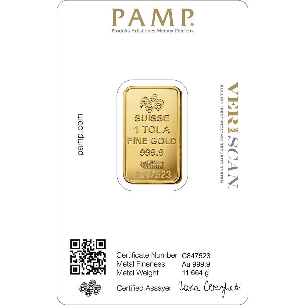 Fortuna Gold Minted Bar - 1 Tola